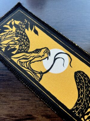 Schlange & Mond Aufnäher im Holzschnitt Stil klein